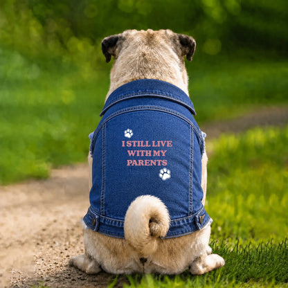 Dog Denim Jacket – I Still Live With My Parents - Indigo - Garment preview