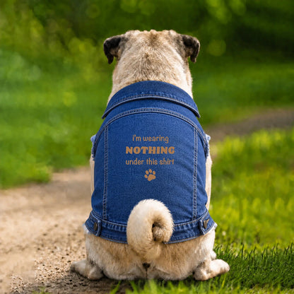 Dog Denim Jacket – I’m Wearing Nothing Under This Shirt - Indigo - Garment preview