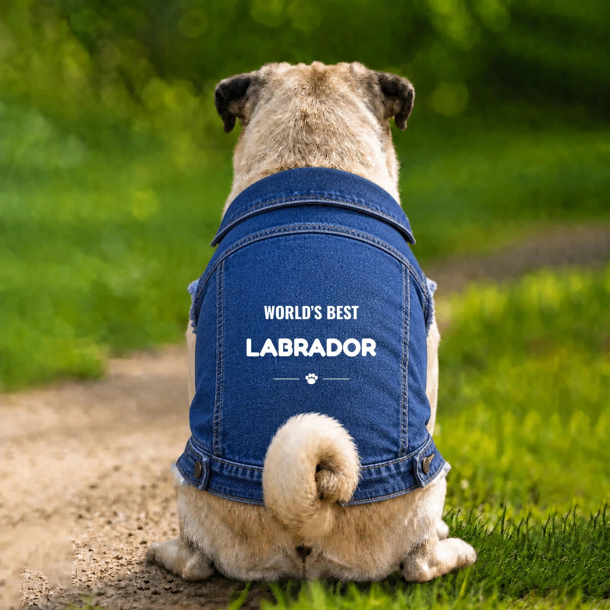 Personalised World’s Best Dog Breed Denim Jacket - Indigo - Garment preview