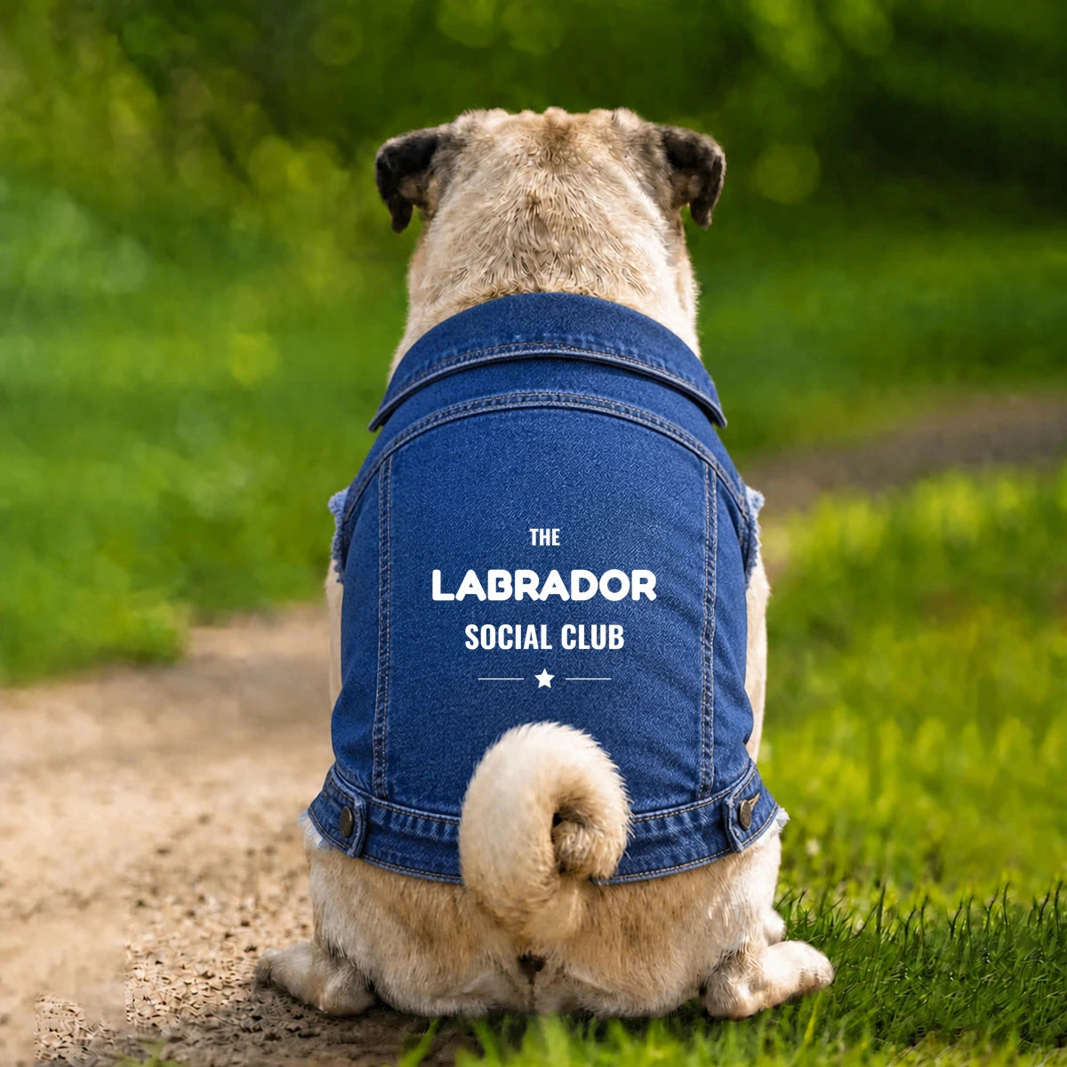 Personalised Dog Breed Social Club Denim Jacket - Indigo - Garment preview