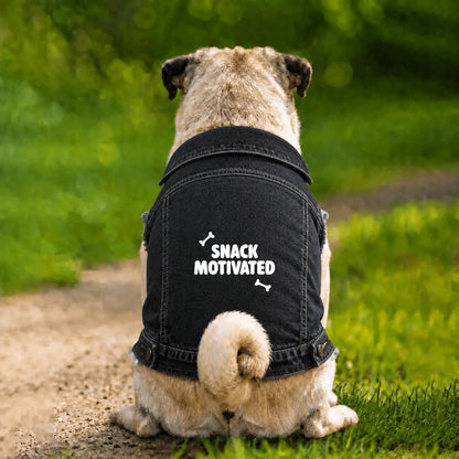 Dog Denim Jacket – Snack Motivated - Black - Garment preview