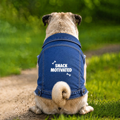 Dog Denim Jacket – Snack Motivated - Indigo - Garment preview