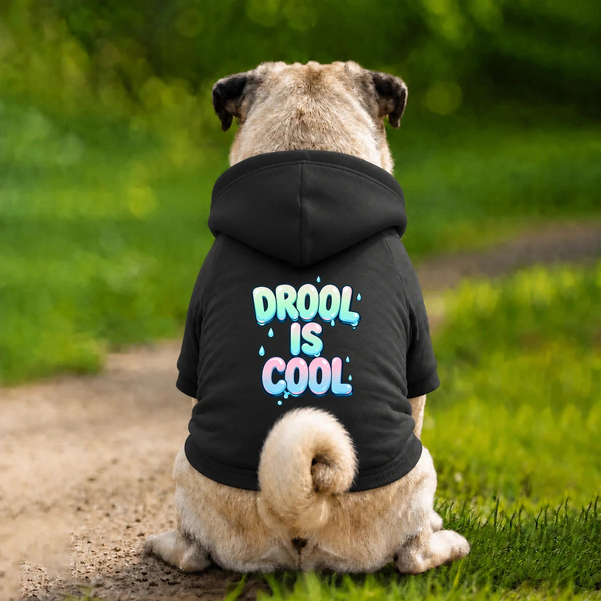 Dog Hoodie – Drool Is Cool - Black - Garment preview