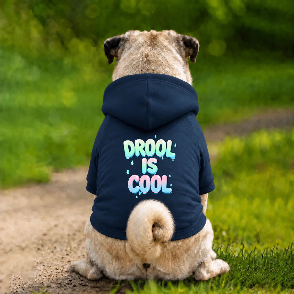 Dog Hoodie – Drool Is Cool - Navy - Garment preview