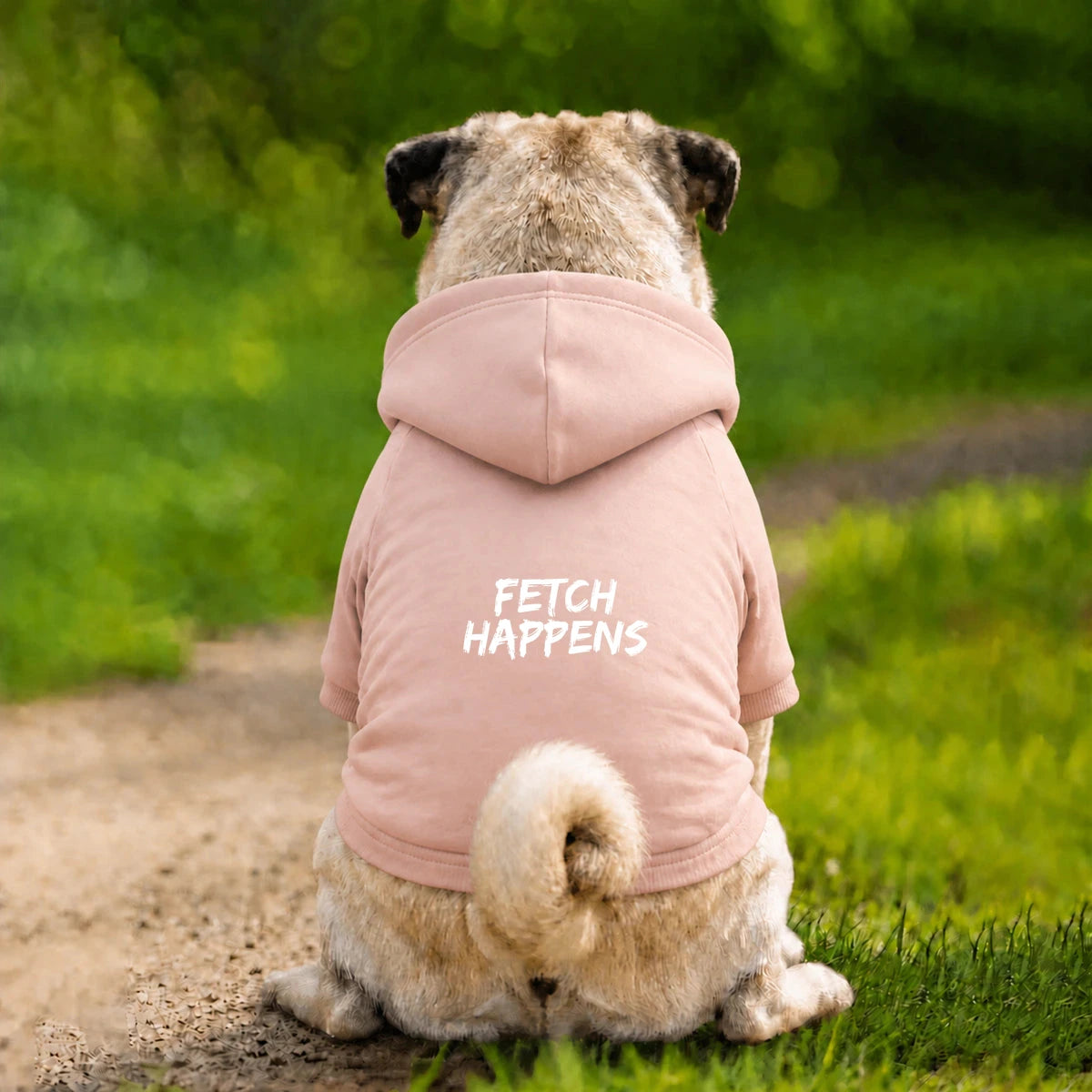 Dog Hoodie – Fetch Happens - Pink - Garment preview