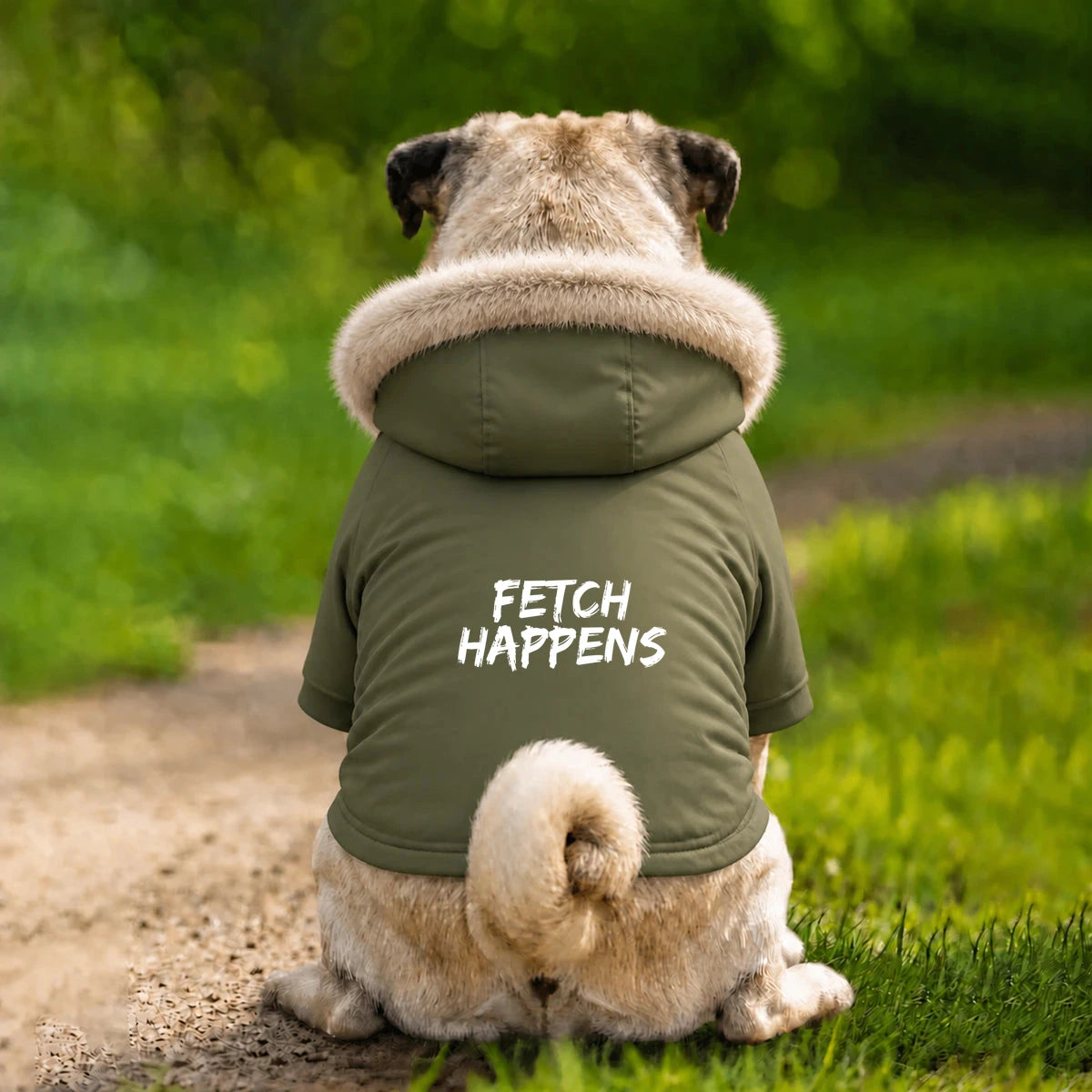 Dog Parka Jacket – Fetch Happens - Khaki - Garment preview