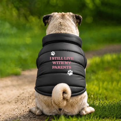 Dog Puffer Jacket – I Still Live With My Parents - Black - Garment preview