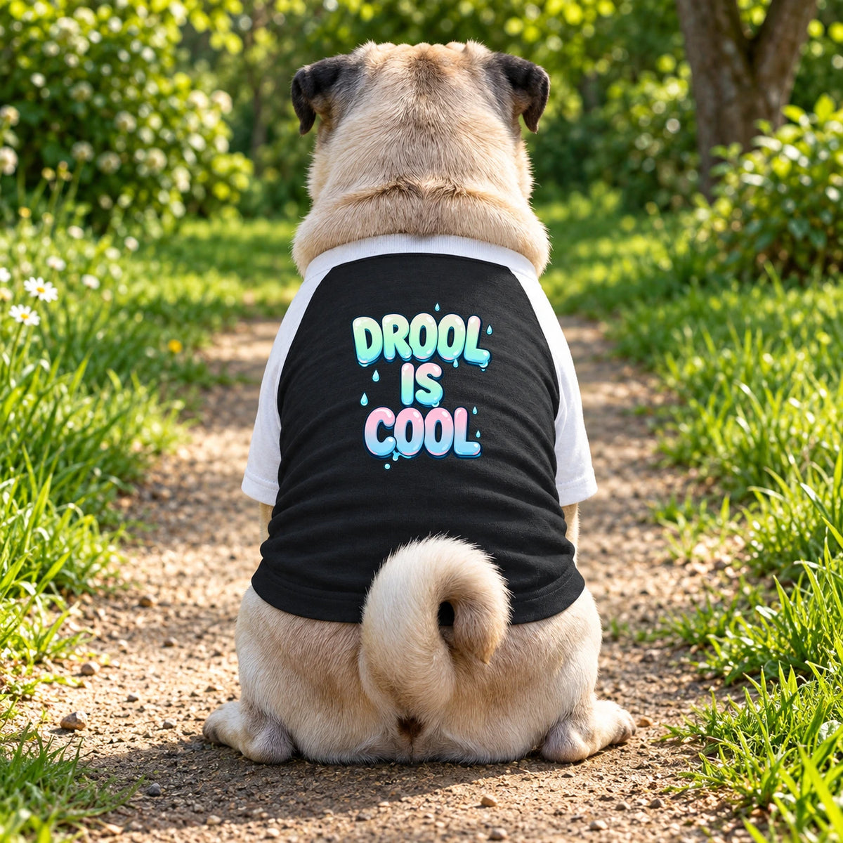 Dog T-Shirt – Drool Is Cool - Black/White - Garment preview