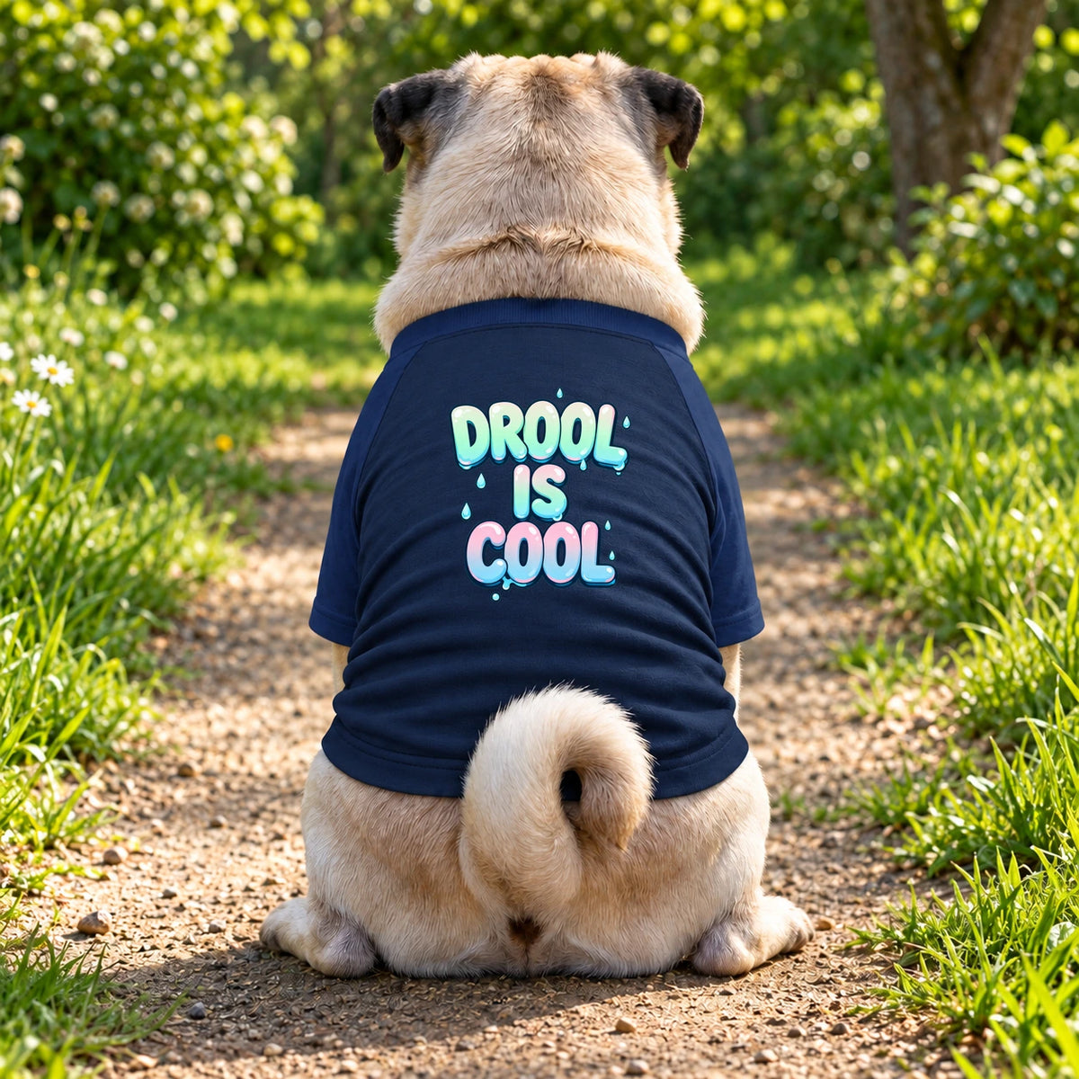 Dog T-Shirt – Drool Is Cool - Navy - Garment preview