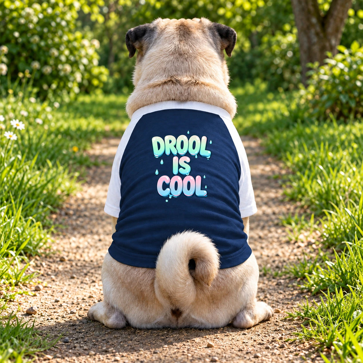 Dog T-Shirt – Drool Is Cool - Navy/White - Garment preview