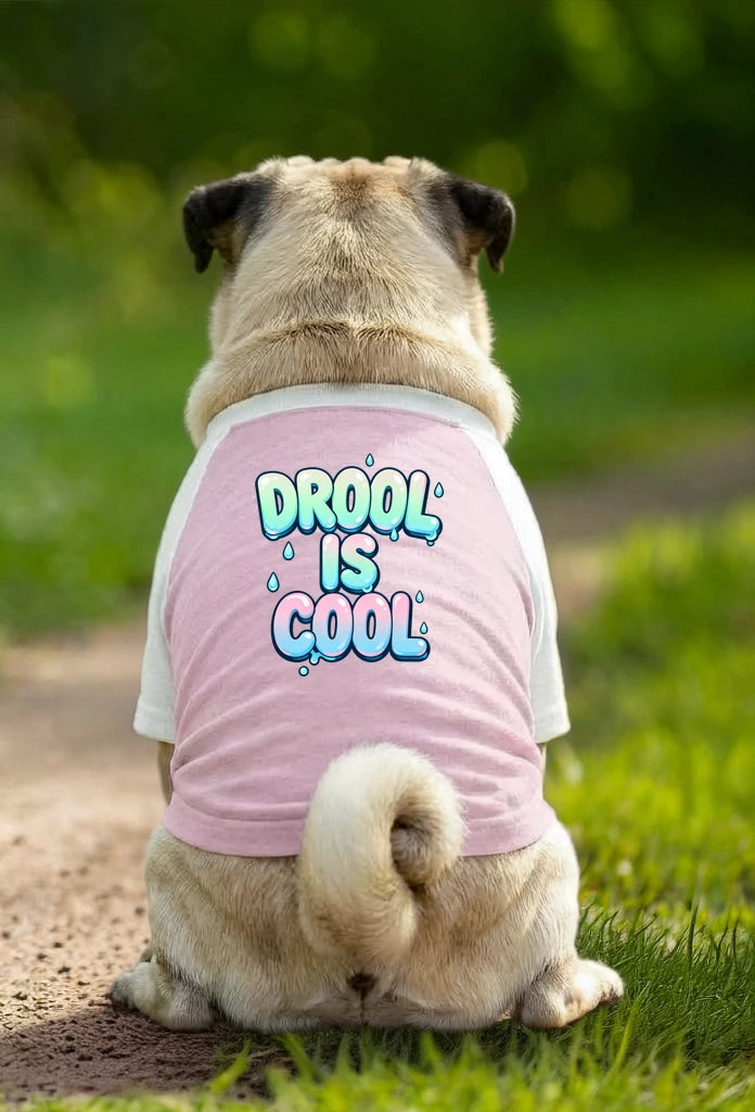 Dog T-Shirt – Drool Is Cool - Pink/White - Garment preview