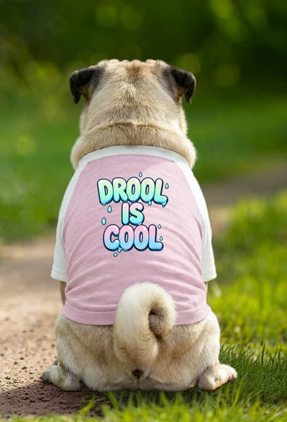 Dog T-Shirt – Drool Is Cool - Pink/White - Garment preview