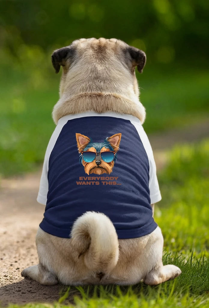 Dog T-Shirt – Everybody Wants This - Navy/White - Garment preview