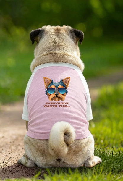 Dog T-Shirt – Everybody Wants This - Pink/White - Garment preview