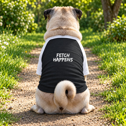 Dog T-Shirt – Fetch Happens - Black/White - Garment preview