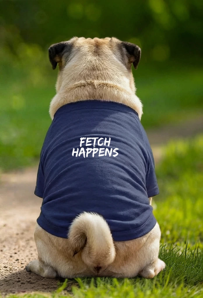 Dog T-Shirt – Fetch Happens - Navy - Garment preview