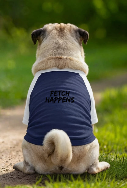 Dog T-Shirt – Fetch Happens - Navy/White - Garment preview