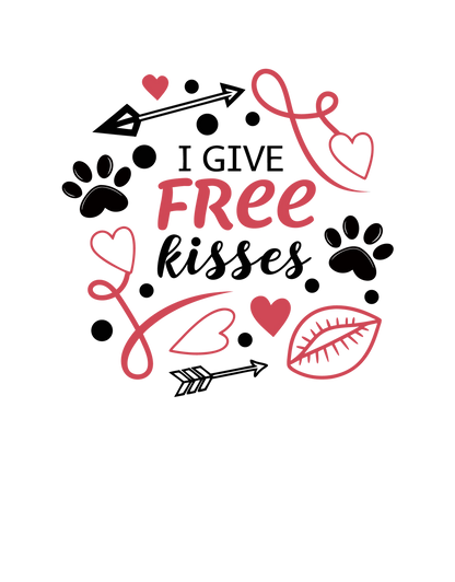 Dog T-Shirt – I Give Free Kisses - Black/White - Production artwork