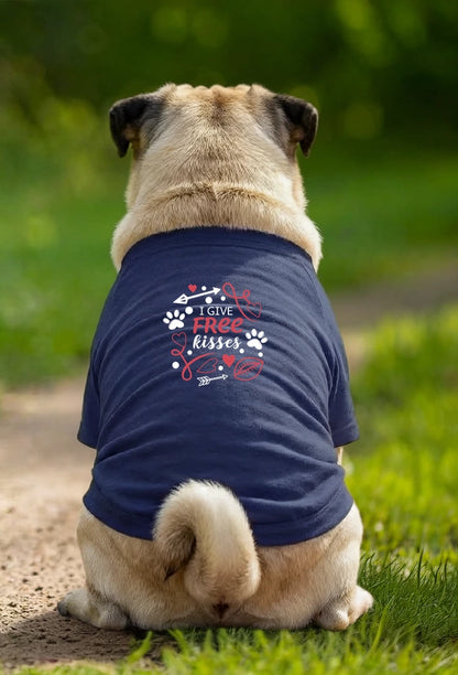 Dog T-Shirt – I Give Free Kisses - Navy - Garment preview