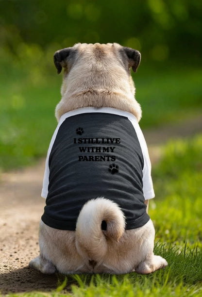 Dog T-Shirt – I Still Live With My Parents - Black/White - Garment preview