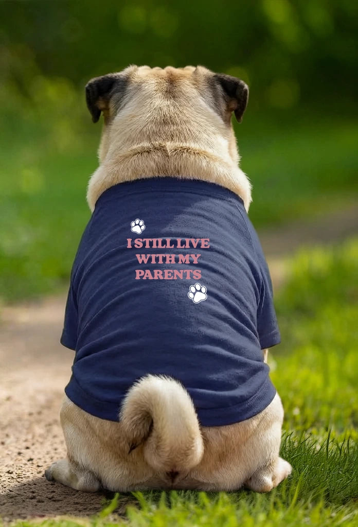 Dog T-Shirt – I Still Live With My Parents - Navy - Garment preview