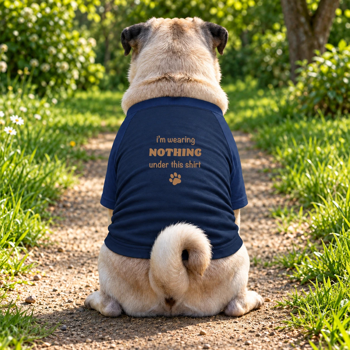 Dog T-Shirt – I’m Wearing Nothing Under This Shirt - Navy - Garment preview