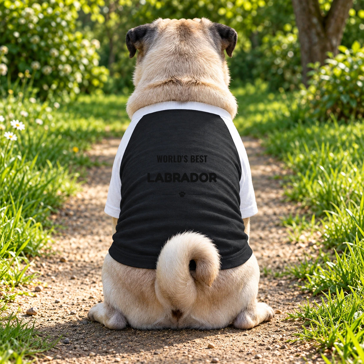 Personalised World’s Best Dog Breed Raglan T-Shirt - Black/White - Garment preview