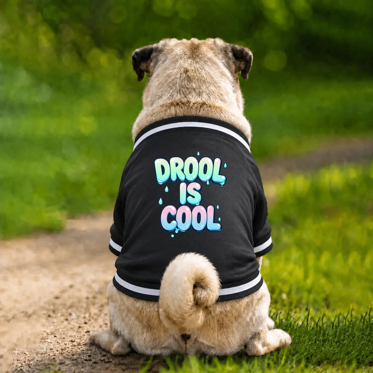 Dog Varsity Jacket – Drool Is Cool - Black - Garment preview