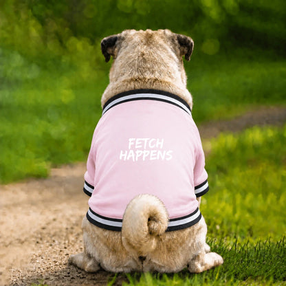 Dog Varsity Jacket – Fetch Happens - Pink - Garment preview