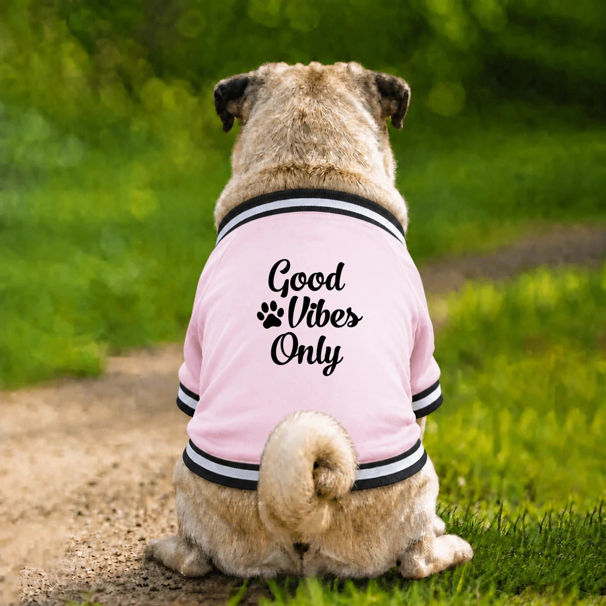Dog Varsity Jacket – Good Vibes Only - Pink - Garment preview