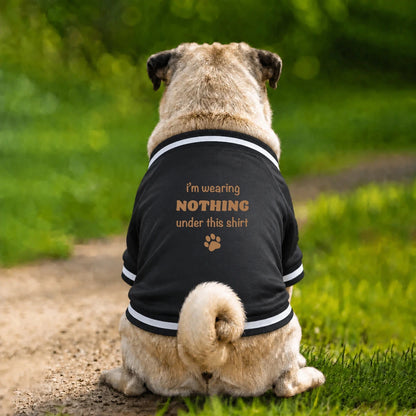 Dog Varsity Jacket – I’m Wearing Nothing Under This Shirt - Black - Garment preview