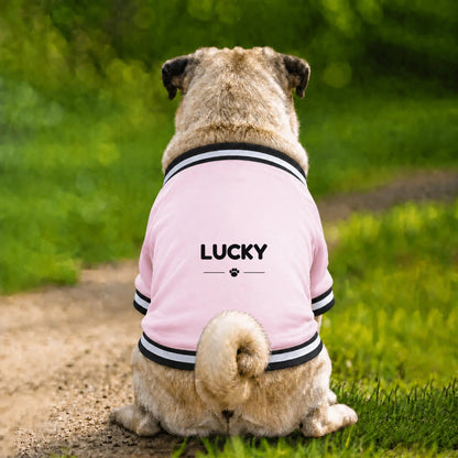 Personalised Dog Name Varsity Jacket - Pink - Garment preview