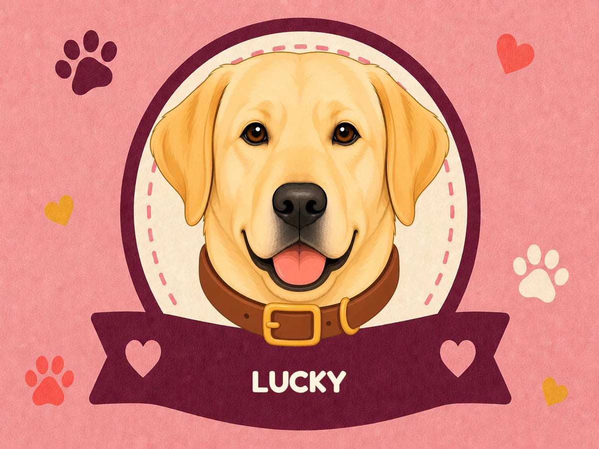 Personalised Dog Blanket – Best Friend Badge - Blush Pink - Finished artwork