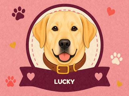Personalised Dog Blanket – Best Friend Badge - Blush Pink - Finished artwork