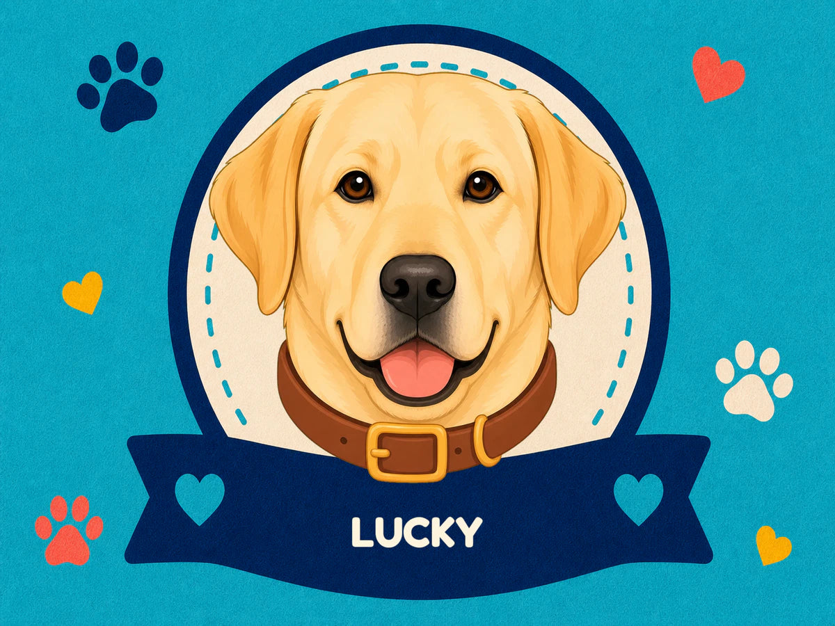 Personalised Dog Blanket – Best Friend Badge - Navy Blue - Finished artwork