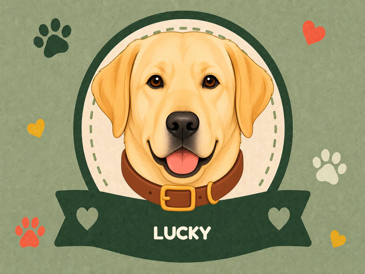Personalised Dog Blanket – Best Friend Badge - Sage Green - Finished artwork