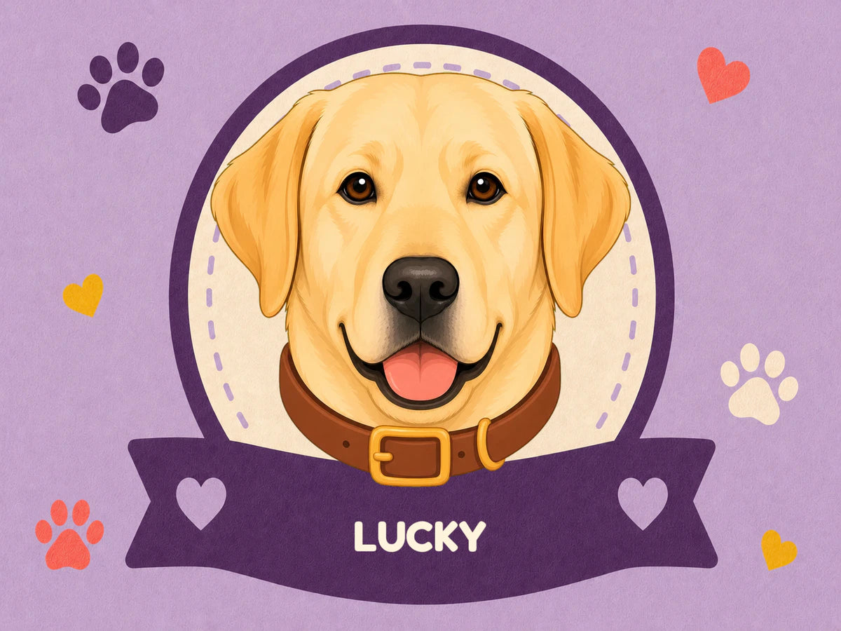 Personalised Dog Blanket – Best Friend Badge - Soft Lilac - Finished artwork