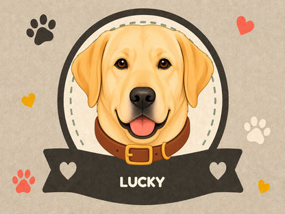 Personalised Dog Blanket – Best Friend Badge - Warm Oatmeal - Finished artwork