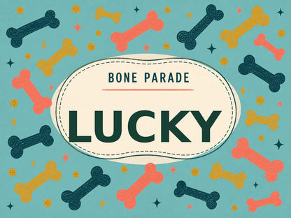 Personalised Dog Blanket – Bone Parade - Coastal Teal - Finished artwork