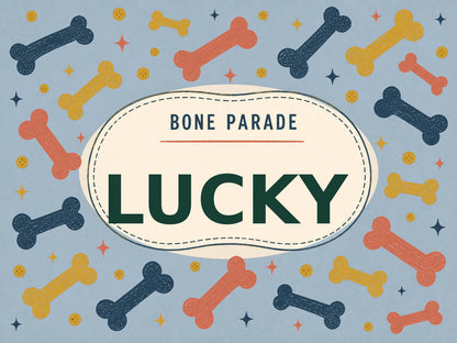 Personalised Dog Blanket – Bone Parade - Dusty Blue - Finished artwork