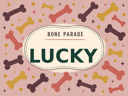 Personalised Dog Blanket – Bone Parade - Muted Blush - Finished artwork