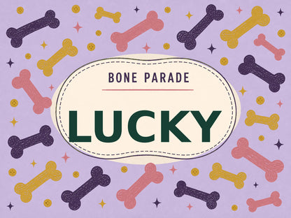 Personalised Dog Blanket – Bone Parade - Soft Lilac - Finished artwork