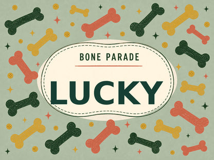 Personalised Dog Blanket – Bone Parade - Soft Sage - Finished artwork