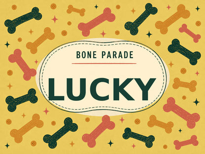 Personalised Dog Blanket – Bone Parade - Sunshine Yellow - Finished artwork