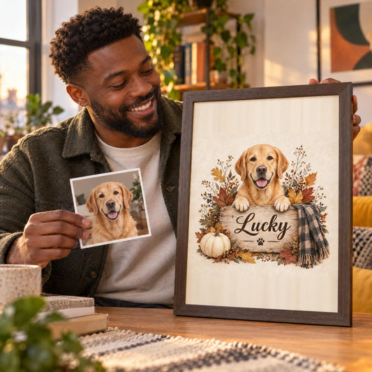 Autumn Dog Framed Print – Facebook ad creative a7a7107b-d367-4212-aa5e-a2dfb1cc3d2a