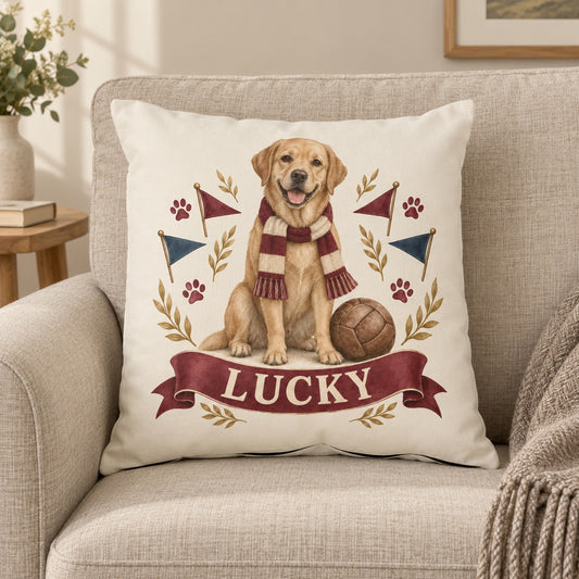 Personalised Dog Cushion – Football Mascot – Lifestyle hero 20261013 16595268108633