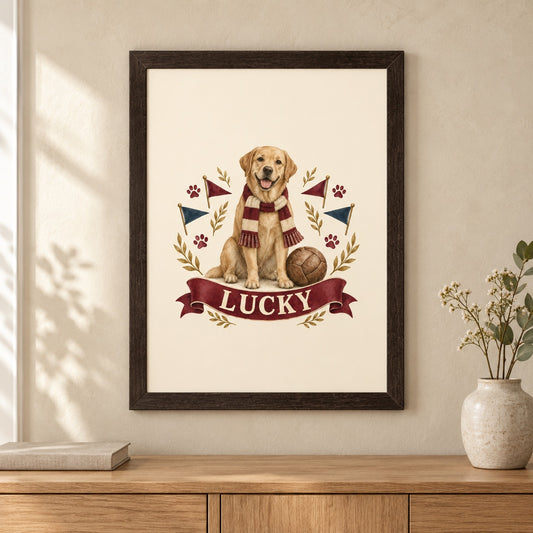 Personalised Dog Framed Print – Football Mascot – Lifestyle hero 20261013 16595269222745