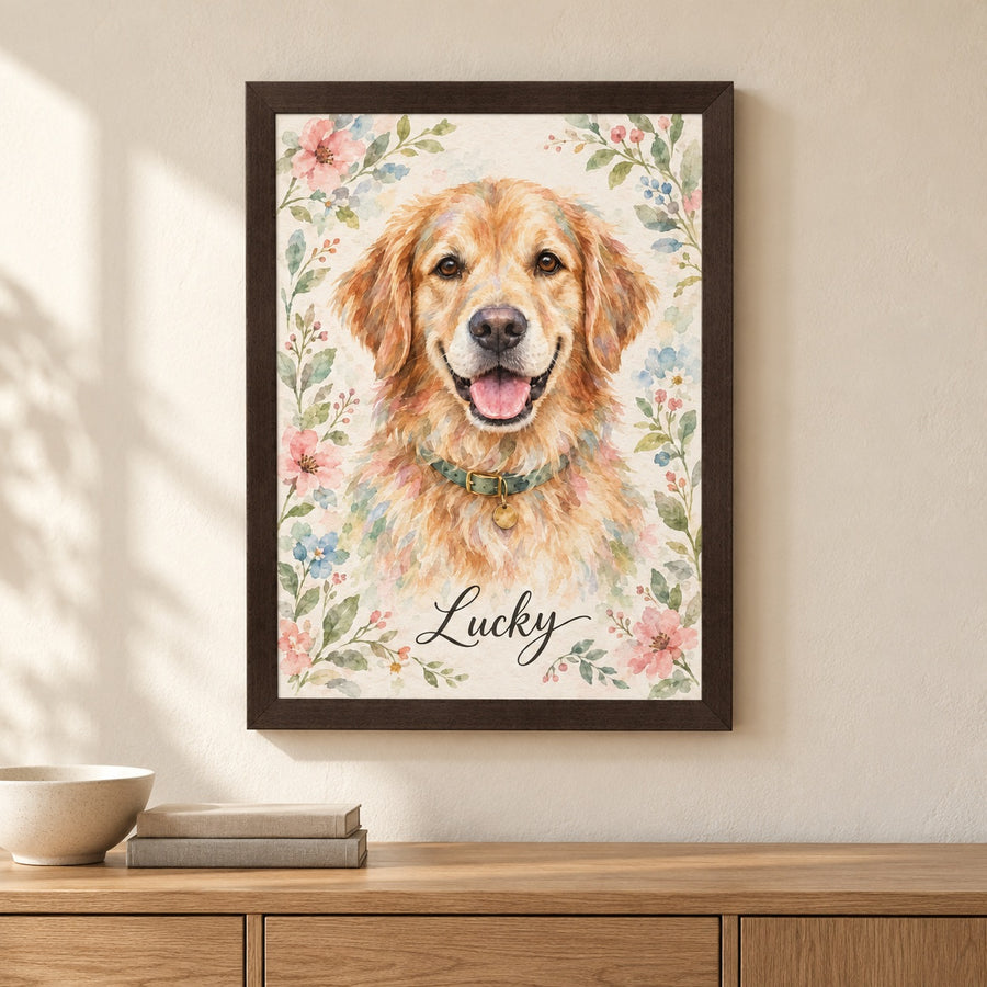 Personalised Wartercolour Flower Dog - Framed Print – Lifestyle hero 20261013 16605003317593
