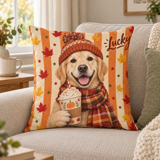 Personalised Autumn Accessories Dog Cushion – Lifestyle hero 20261013 16663379214681