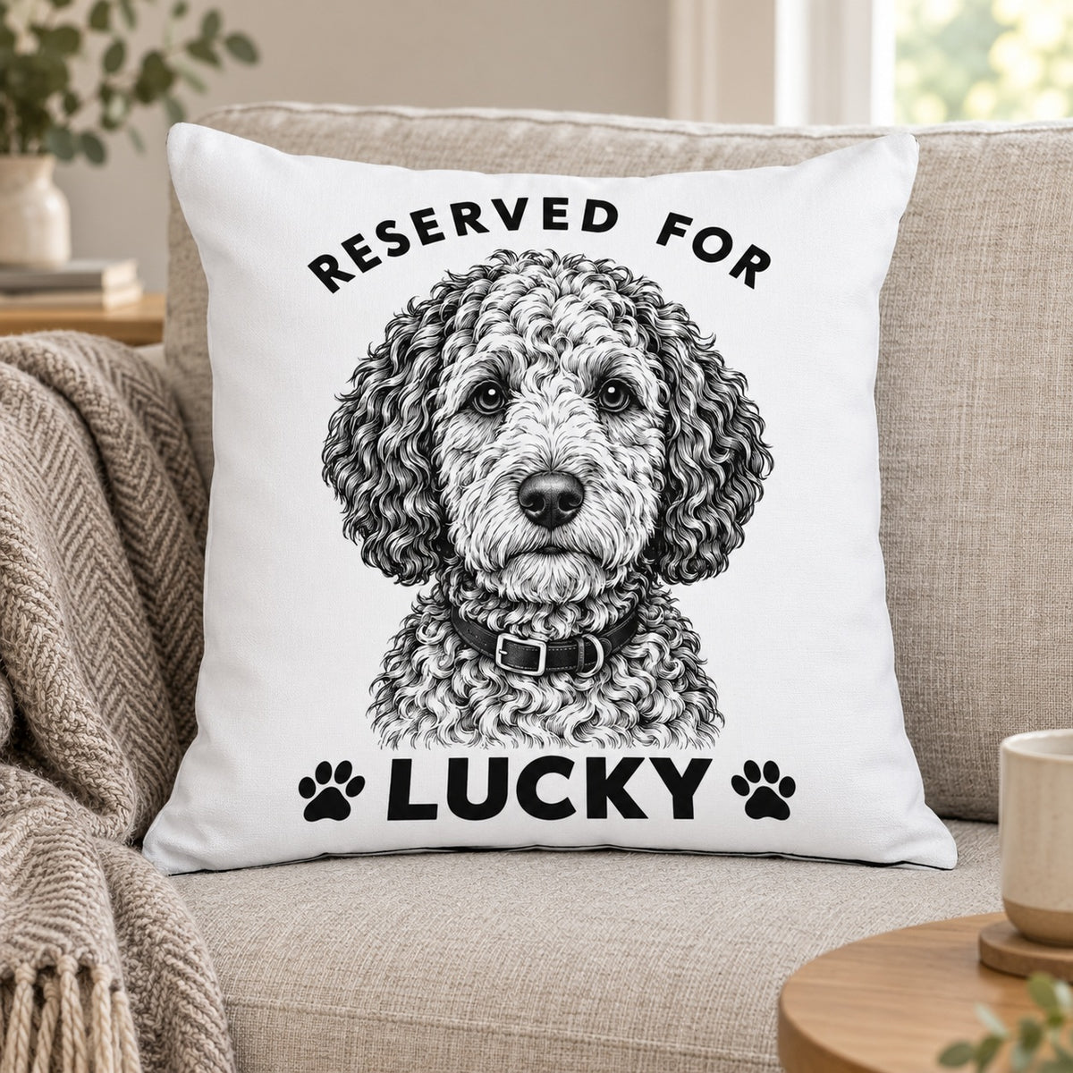 Personalised Reserved For Line Drawing Dog Cushion – Lifestyle hero 20261013 16663638147417